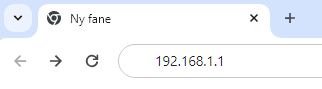 Billedet viser IP-adressen 192.168.1.1 i browserens søgefelt.
