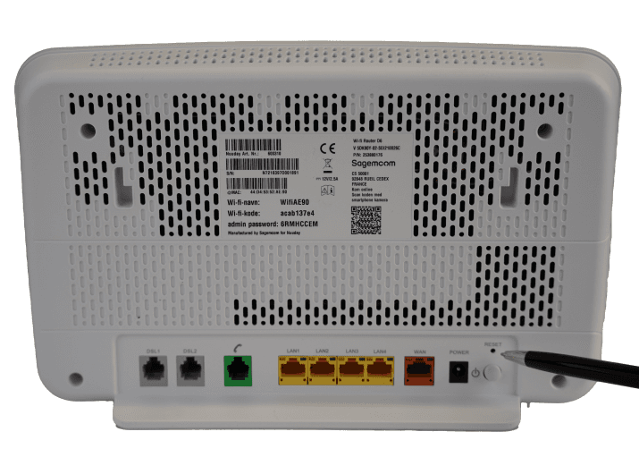 Nulstil Wi-Fi Router D6 - Guide hos YouSee