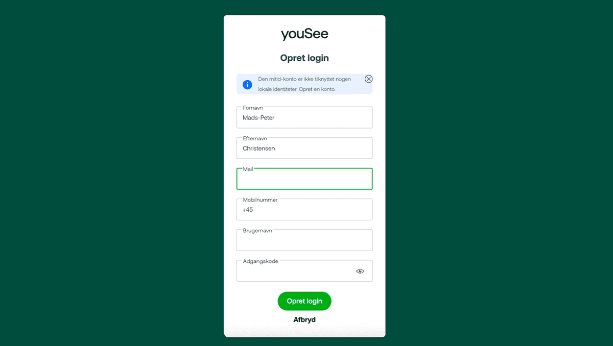 Sådan opretter du dit YouSee Login