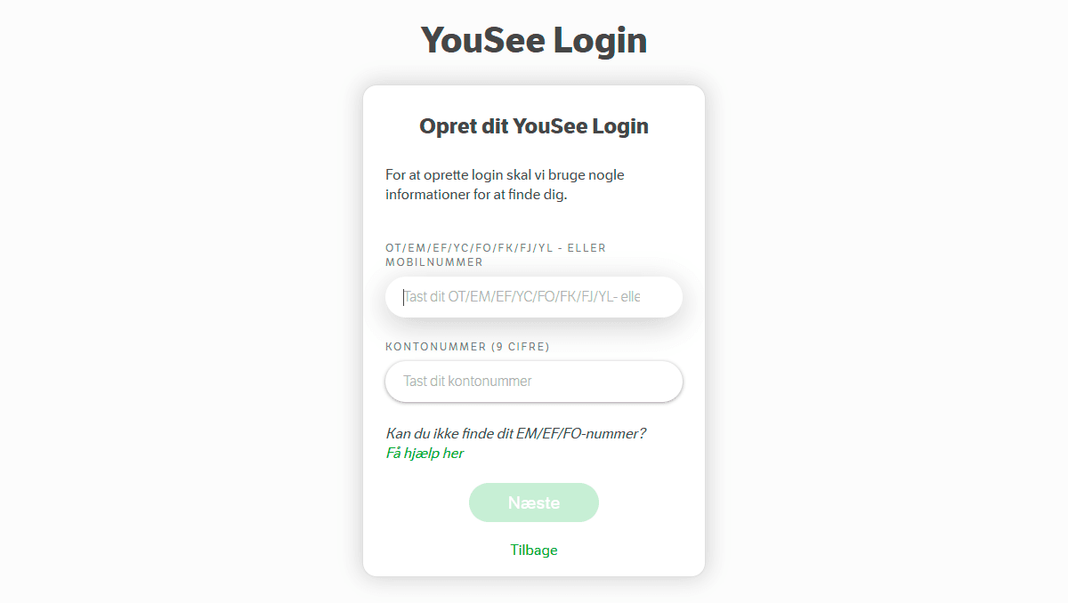 Sådan opretter du dit YouSee Login