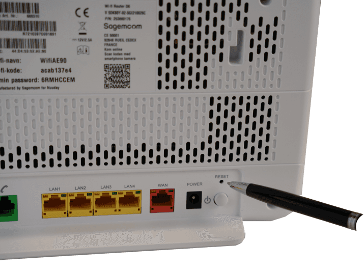 Nulstil Wi-Fi Router D6 - Guide hos YouSee